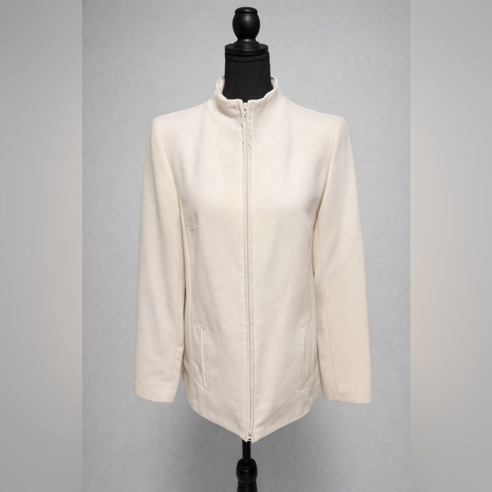 Dana Buchman Ivory Wool Zip Jacket Blazer Size:2